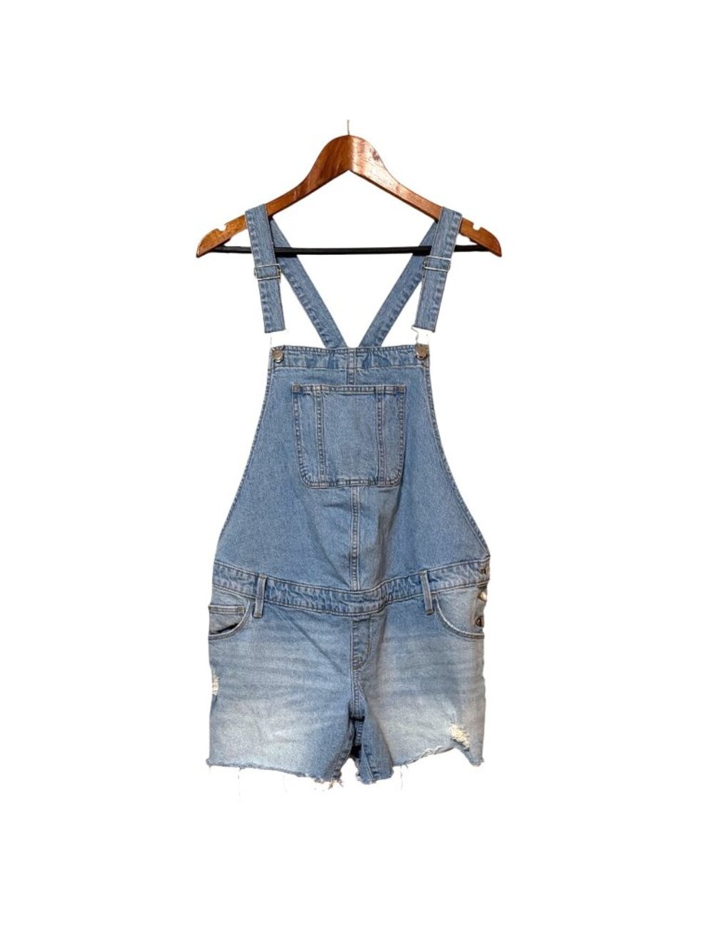 Isabel By Ingrid & Isabel Denim Shortall Overalls Size 10 Distressed Light Wash